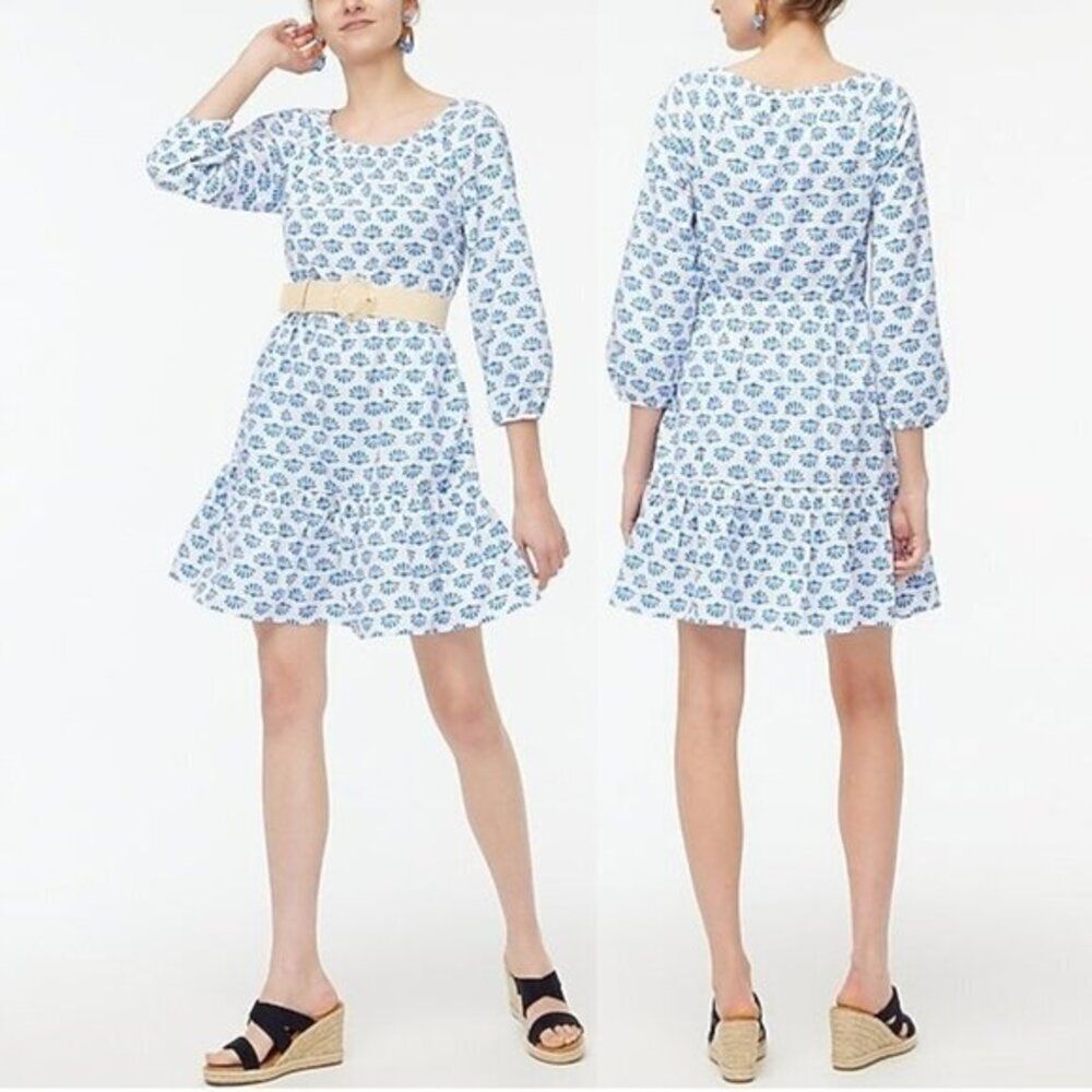J Crew Women's Cotton Mini‎ Dress Side Pockets Classic Blue Size 10 $118